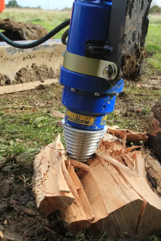 Got logs piling up on site? This is an easy fix. 

The Log Splitter hooks right onto your existing Earth Drill and turns cleanup into a quick job. 

Set it, engage the wood, and let it pull itself through.