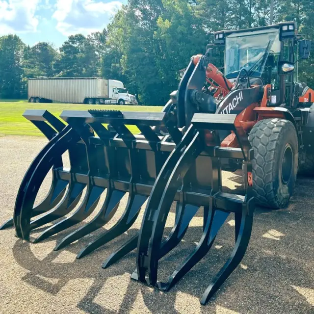 Standard loader forks do a good job moving uniform material. The problem is that job sites aren't all the same.

Our Top Clamp Loader Forks add a hydraulic top clamp to your existing fork setup so you can hold irregular material without losing it on the way to the stack. 

Logs, brush bundles, pipe, lumber — material that shifts and slides on a standard fork stays put with the clamp down.

We had these on a machine at B & G Equipment, Inc. in Mississippi a few weeks ago.

Curious to how they'll look on your machine? Give us a call 800-419-8090

#loader #fork #top #clamp #hydraulic #log #brush #pipe #lumber #construction #landscaping #landclearing #forestry #farming